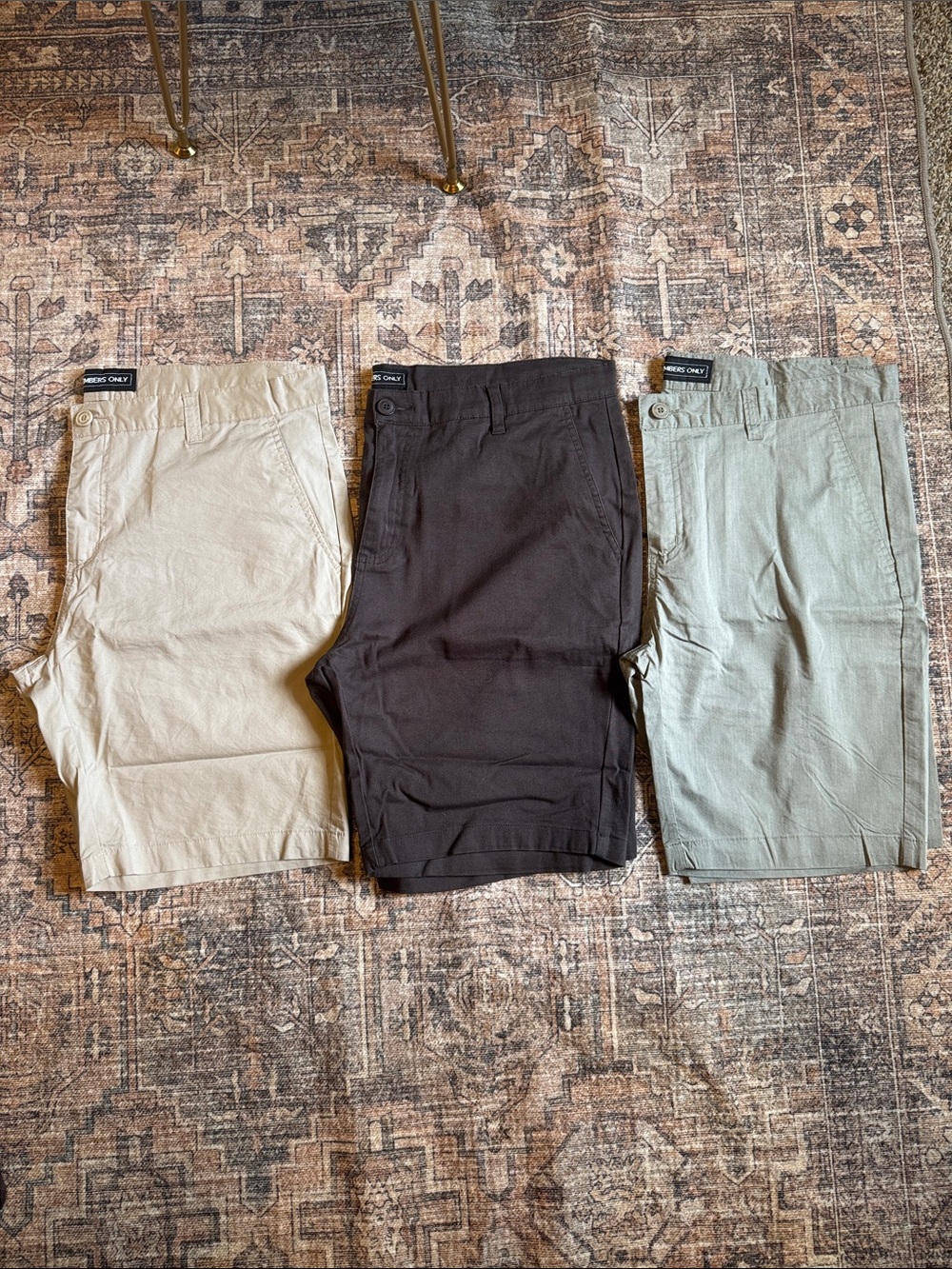 Three Casual Men's Shorts in Black, Khaki & Sage- Size 36